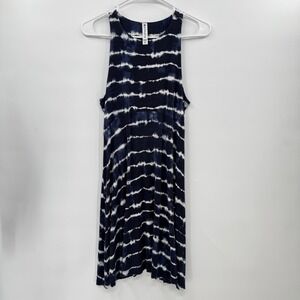 Athleta SP Blue White‎ Tie Dye Sleeveless Swing Dress Modal Spandex Casual